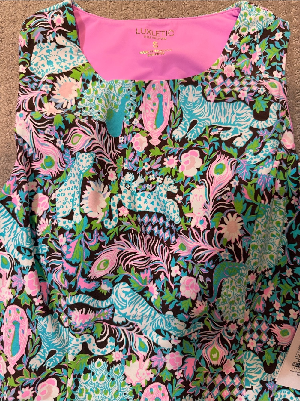 Lilly Pulitzer Pink Multi-Print Sleeveless Dress with Pink Shorts - Picture 3 of 5